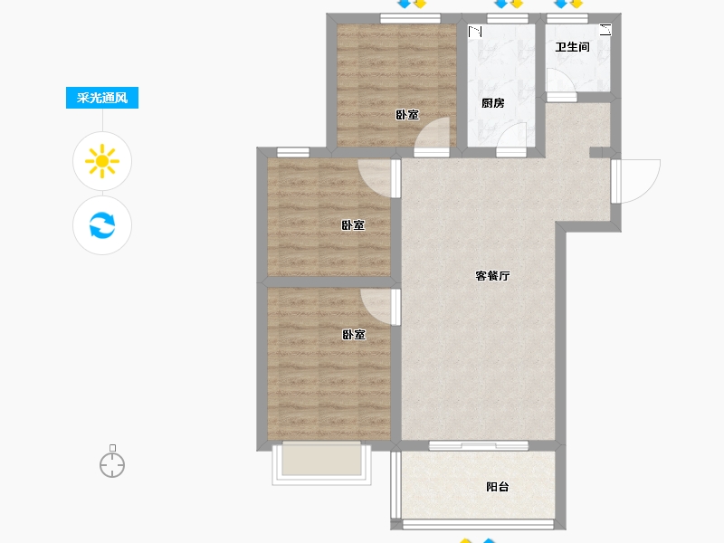 河南省-鹤壁市-银基王府-74.95-户型库-采光通风