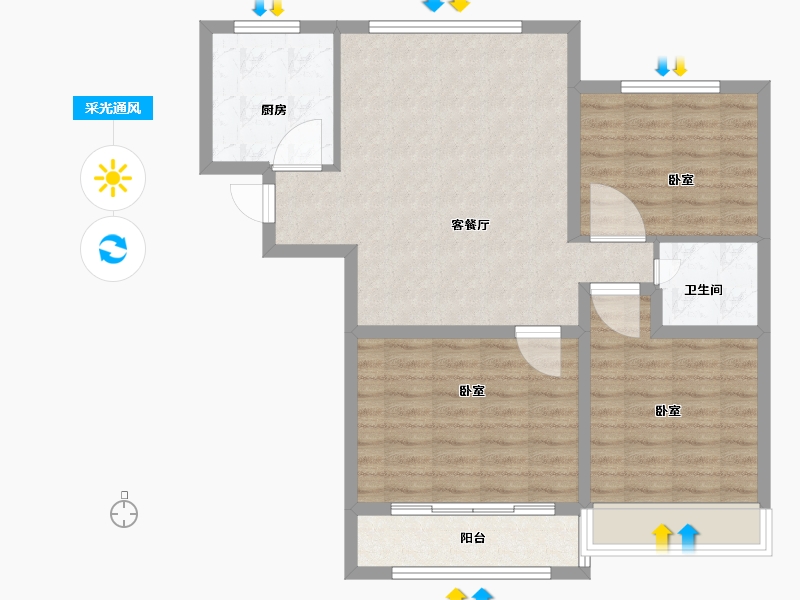 山东省-菏泽市-恒祥彩虹城-84.00-户型库-采光通风