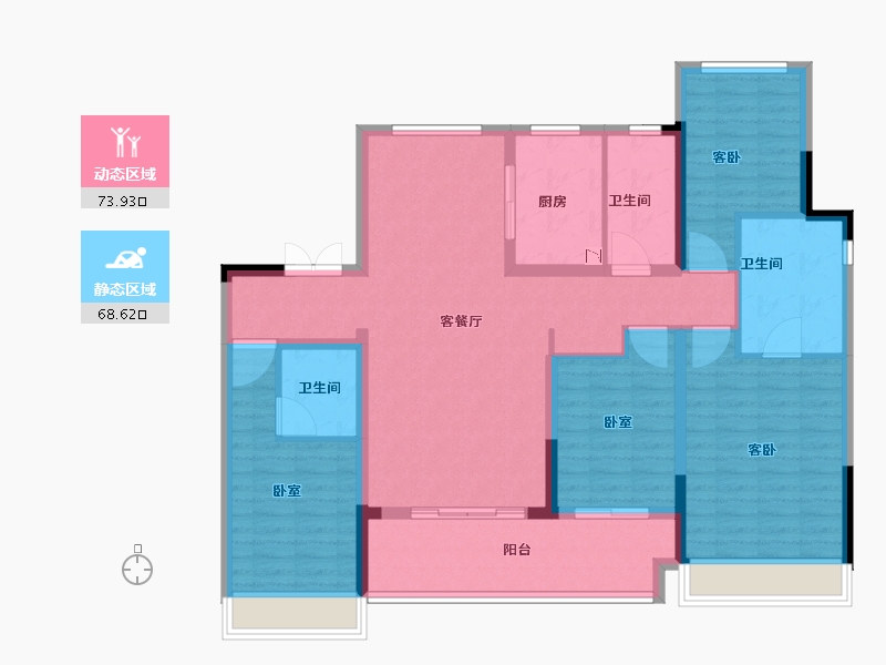 河南省-郑州市-巩义雅居乐·罗曼小镇-128.00-户型库-动静分区