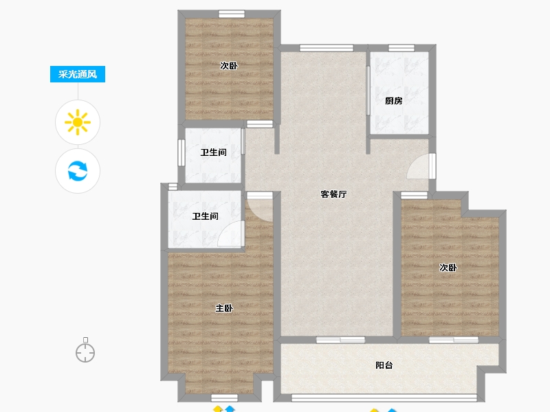 山东省-青岛市-华庭丽景-105.50-户型库-采光通风