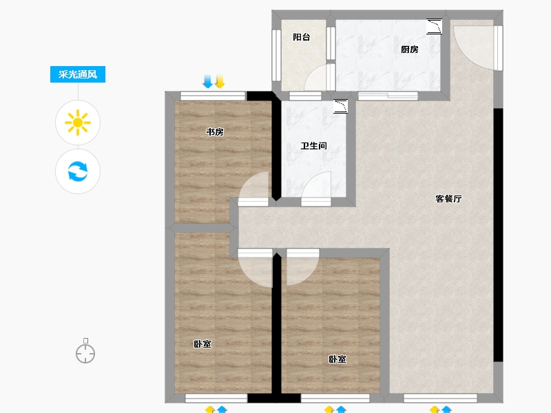 河南省-郑州市-玲珑郡-75.42-户型库-采光通风