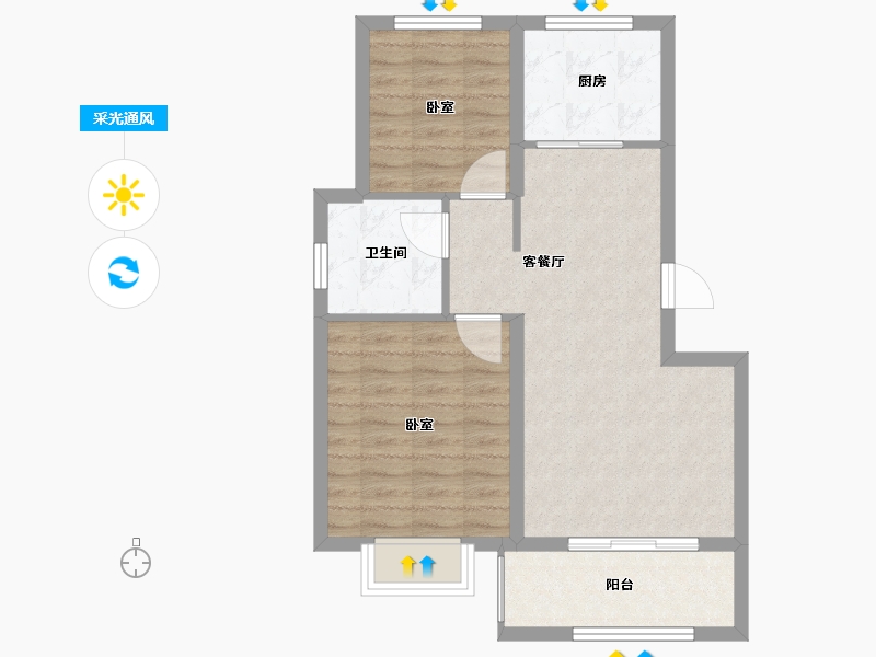 山东省-烟台市-天禧嘉园-65.00-户型库-采光通风