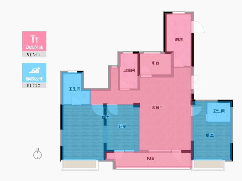 浙江省-绍兴市-金地湖城大境-128.00-户型库-动静分区