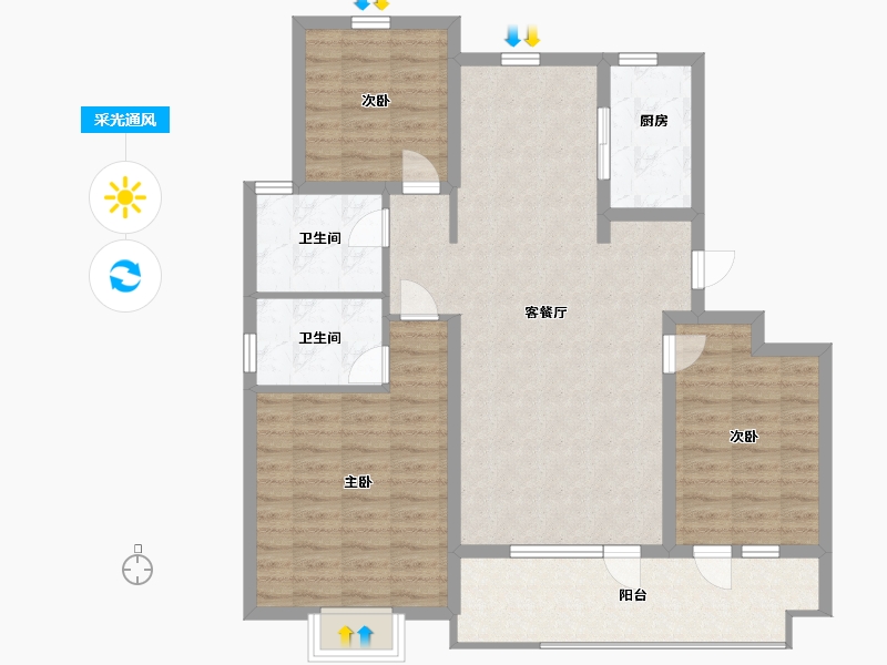 山东省-青岛市-贵和嘉悦府-102.60-户型库-采光通风