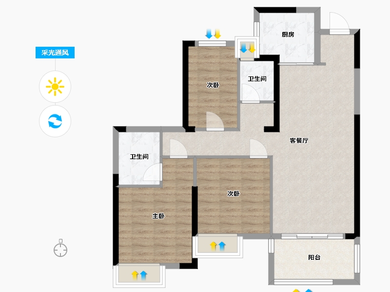 福建省-福州市-乌山九巷-87.00-户型库-采光通风