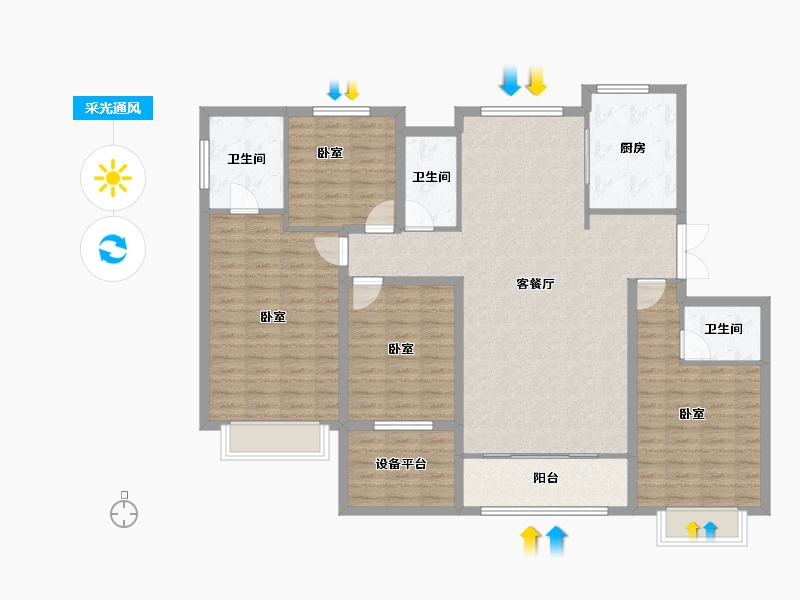 山东省-菏泽市-巨野枫叶正红（枫庭骊景）-132.66-户型库-采光通风