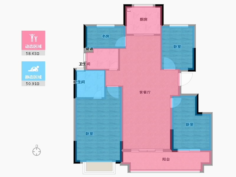 浙江省-宁波市-荣安桂语嵩江-99.00-户型库-动静分区