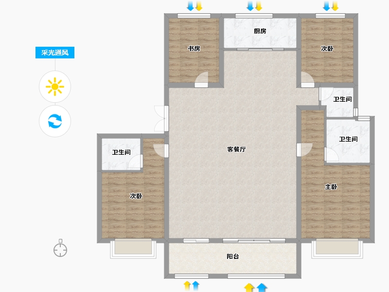 山东省-济南市-绿地海珀天沅-150.00-户型库-采光通风