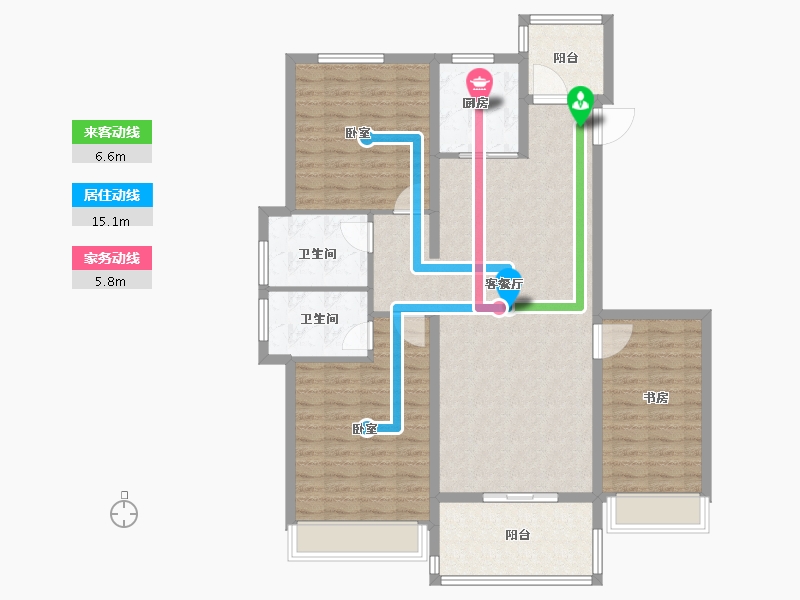 浙江省-金华市-环球春江花园三期-114.00-户型库-动静线