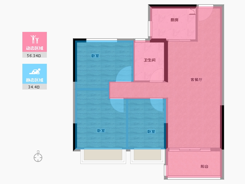 河南省-郑州市-碧桂园中央公园-82.00-户型库-动静分区