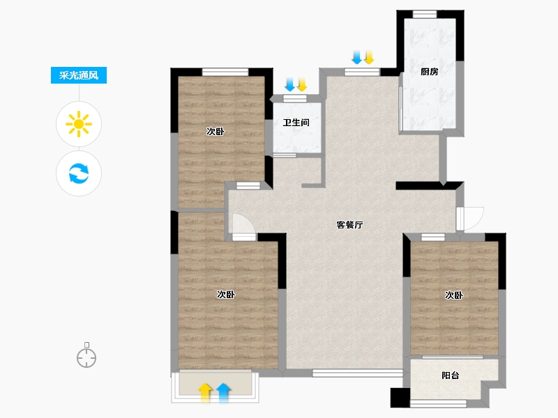 山东省-潍坊市-霞飞6号-91.20-户型库-采光通风