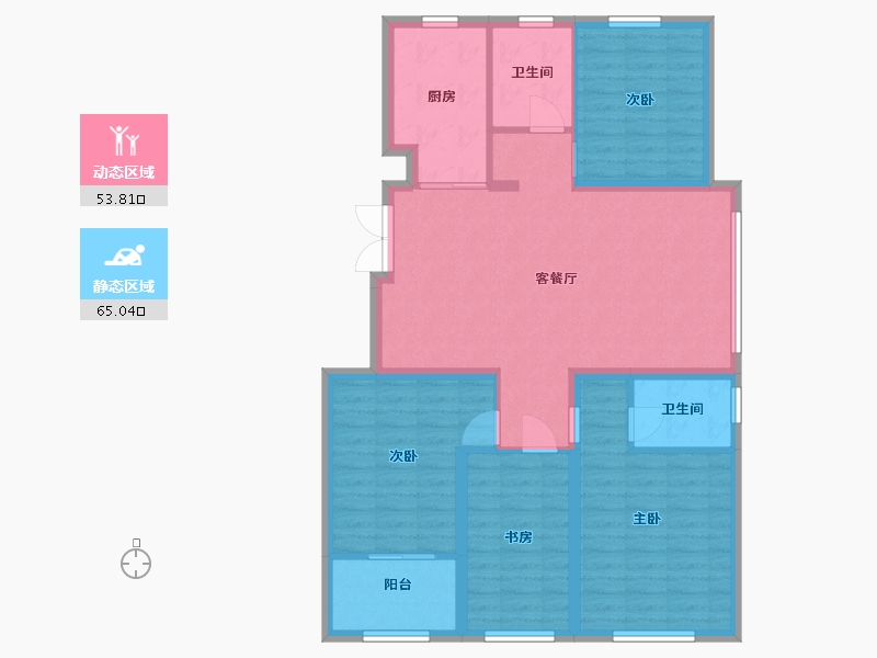 山东省-潍坊市-华安凤凰嘉苑-107.20-户型库-动静分区