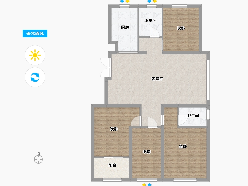 山东省-潍坊市-华安凤凰嘉苑-107.20-户型库-采光通风