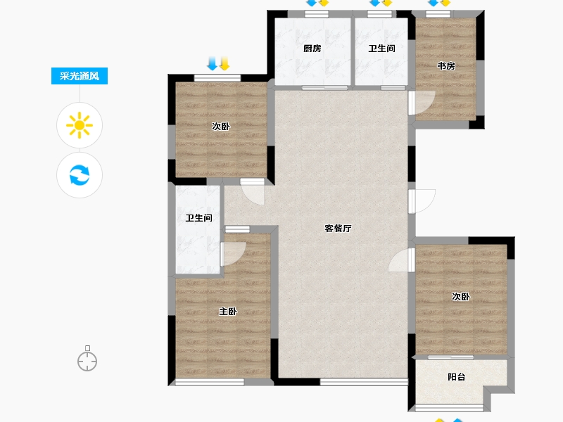 山东省-潍坊市-霞飞6号-103.00-户型库-采光通风