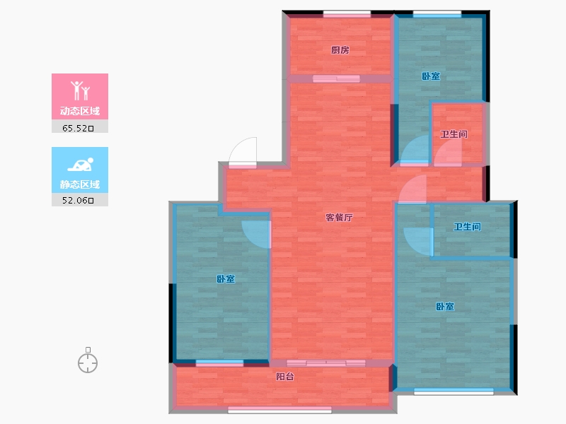 河南省-郑州市-大溪地-106.60-户型库-动静分区