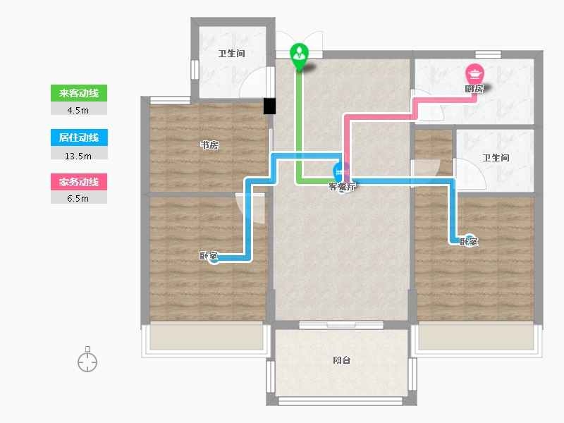 浙江省-绍兴市-勤业阳光龙庭-93.00-户型库-动静线