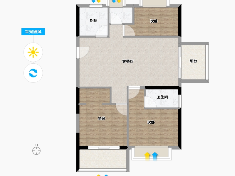 福建省-南平市-龙山首府-92.00-户型库-采光通风