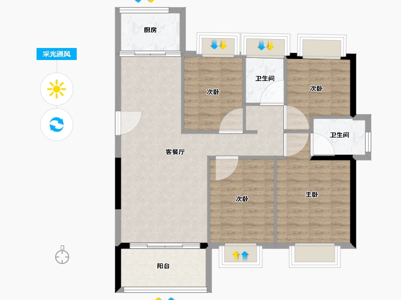 福建省-南平市-龙山首府-92.99-户型库-采光通风