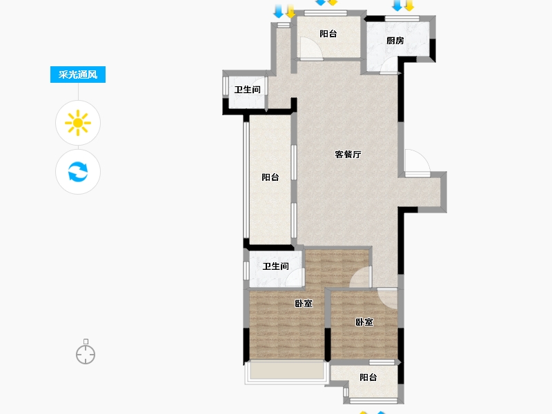 浙江省-绍兴市-金地湖城大境-101.00-户型库-采光通风