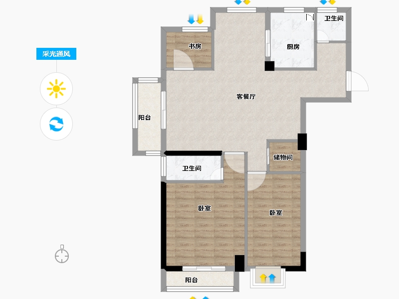 福建省-宁德市-金御尚品-93.00-户型库-采光通风