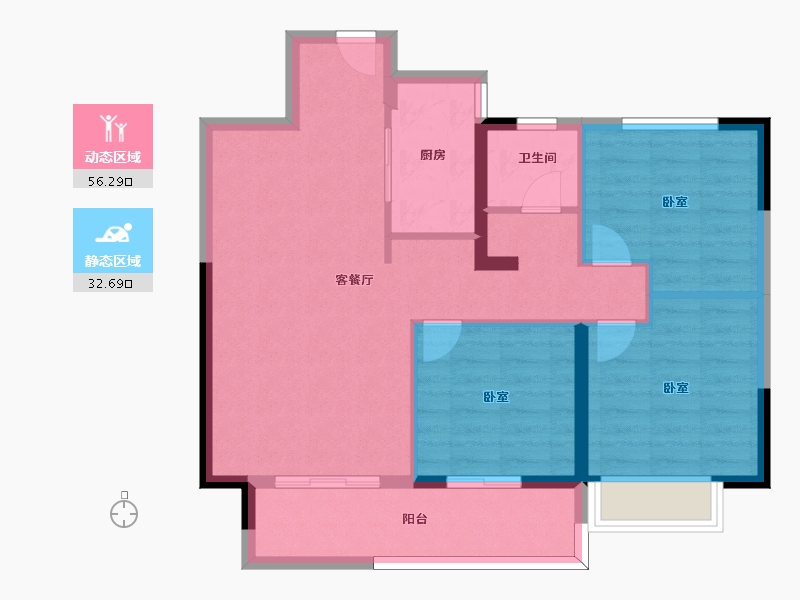 山东省-烟台市-瑞和公馆-80.00-户型库-动静分区