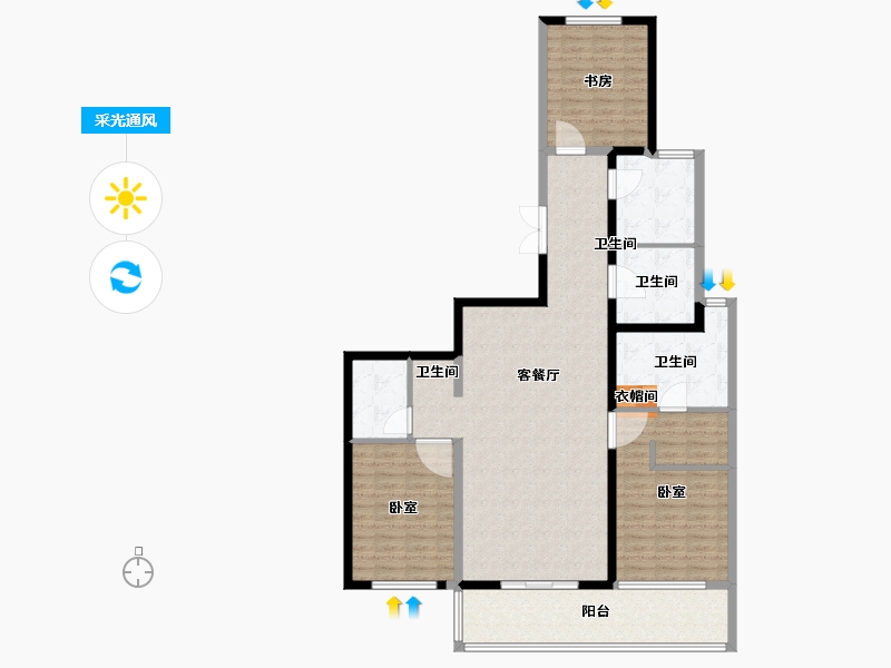 河南省-郑州市-融创金林金水府-129.00-户型库-采光通风