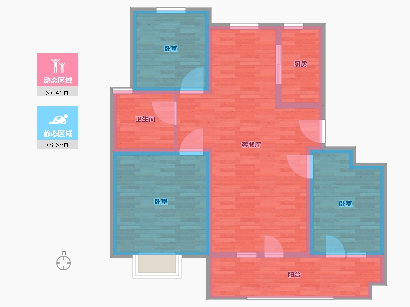 山东省-青岛市-贵和嘉悦府-91.59-户型库-动静分区