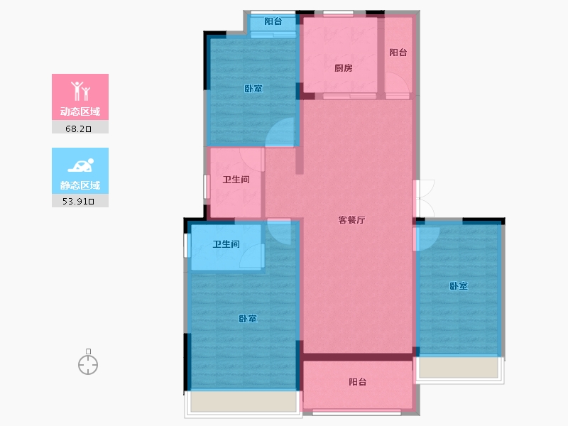 河南省-郑州市-中森蓝山玖玥-109.40-户型库-动静分区