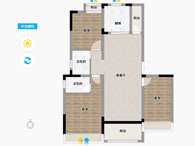 河南省-郑州市-中森蓝山玖玥-109.40-户型库-采光通风