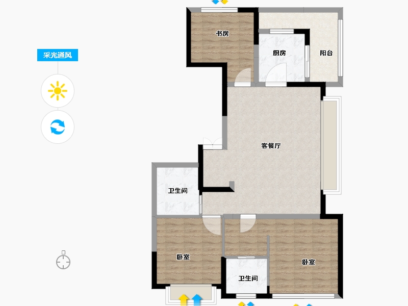 河南省-焦作市-亿祥亲亲里-104.40-户型库-采光通风