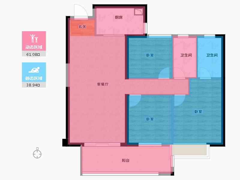 福建省-漳州市-禹洲雍禧澜湾-90.09-户型库-动静分区