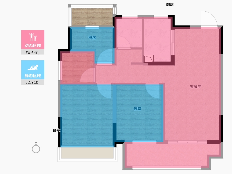 安徽省-合肥市-弘阳信德东方印-86.00-户型库-动静分区