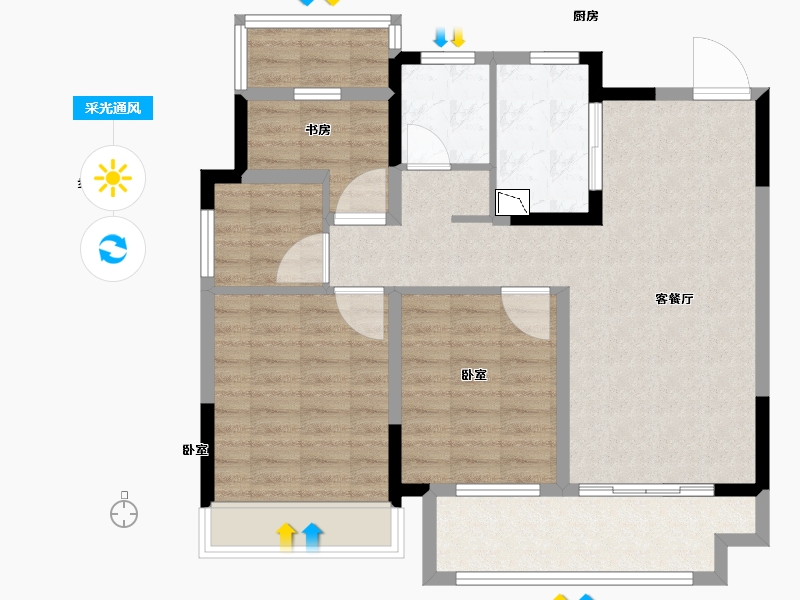 安徽省-合肥市-弘阳信德东方印-86.00-户型库-采光通风