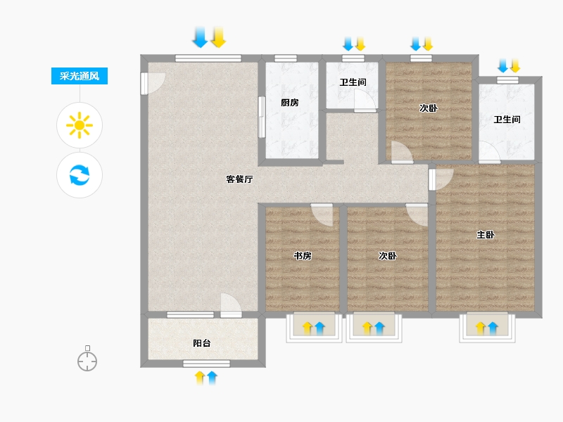 山东省-青岛市-信达金地蓝庭-112.00-户型库-采光通风