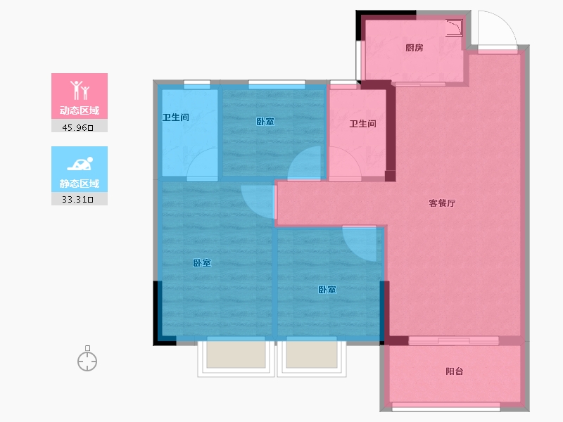 福建省-龙岩市-世茂德兴璀璨天城-71.00-户型库-动静分区