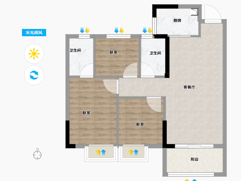 福建省-龙岩市-世茂德兴璀璨天城-71.00-户型库-采光通风