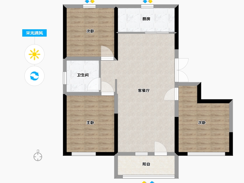 山东省-青岛市-万恒四季花城-91.00-户型库-采光通风