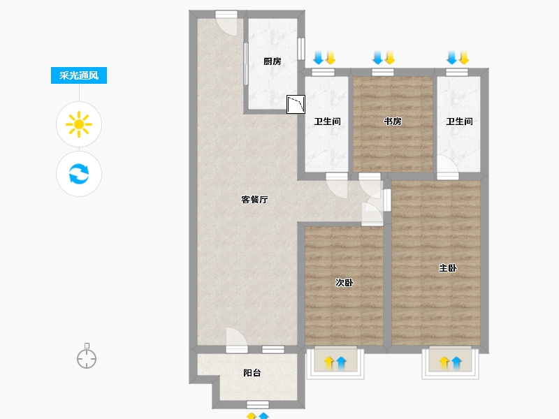 山东省-青岛市-鲁班国汇城儒苑-84.00-户型库-采光通风