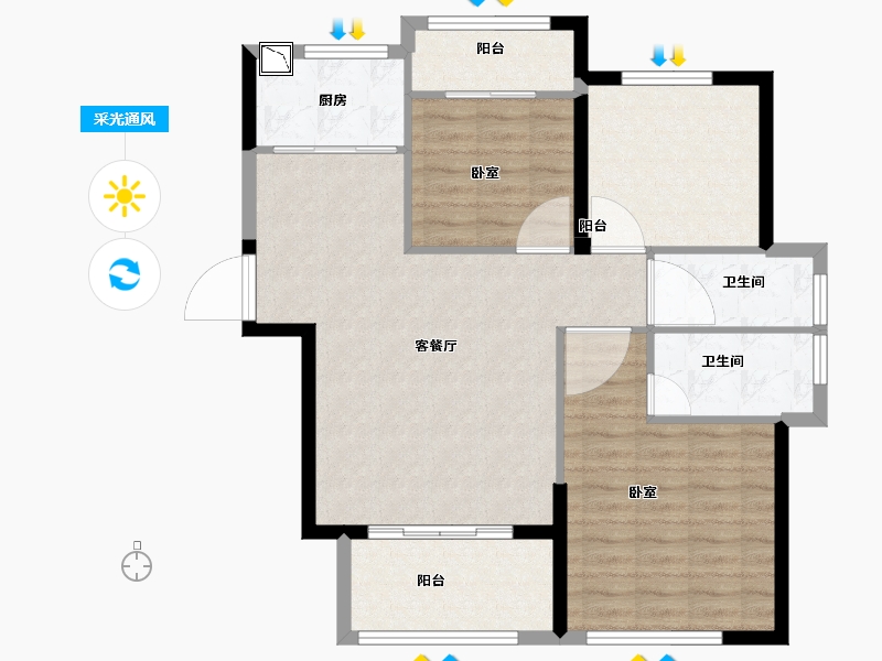 福建省-宁德市-中茵・外滩1号-88.00-户型库-采光通风