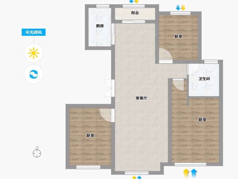 新疆维吾尔自治区-乌鲁木齐市-君豪巴黎庄园-88.27-户型库-采光通风