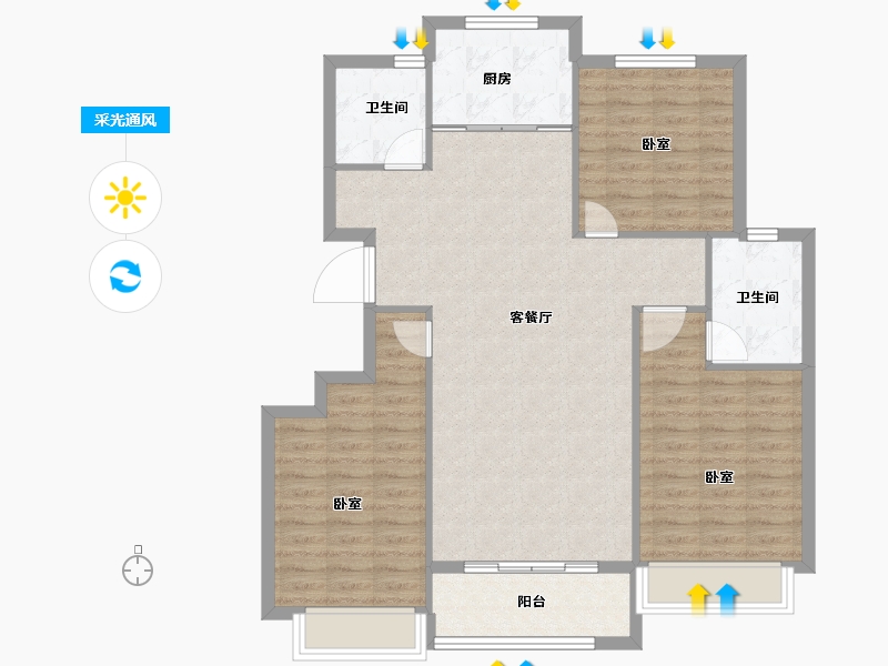 河南省-安阳市-丛台金悦湾-102.00-户型库-采光通风