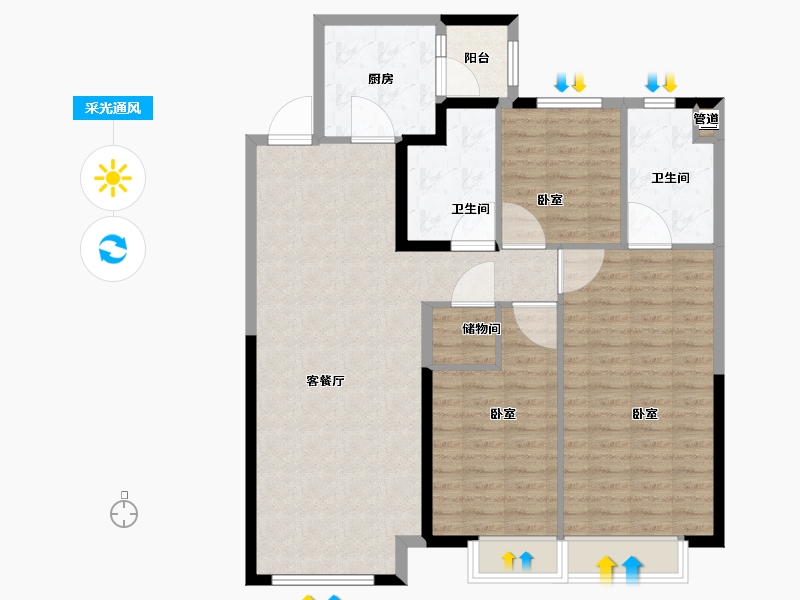 新疆维吾尔自治区-乌鲁木齐市-恒大珺睿府-108.30-户型库-采光通风