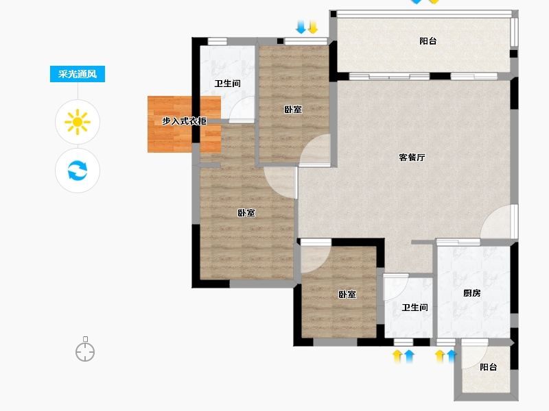 福建省-龙岩市-连城恒大悦澜湾-89.20-户型库-采光通风