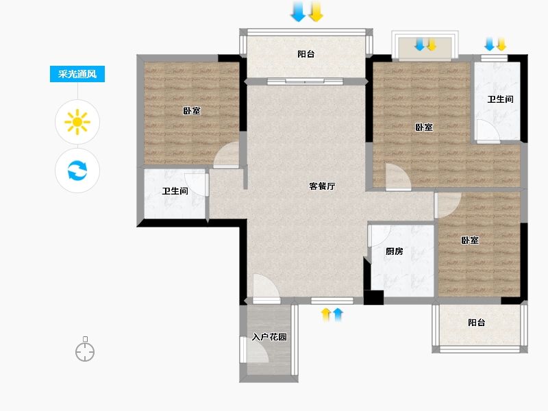 福建省-泉州市-蓝溪缔景-106.00-户型库-采光通风