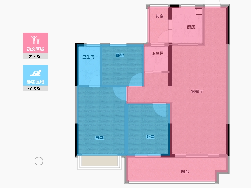 河南省-郑州市-碧桂园中央公园-96.00-户型库-动静分区