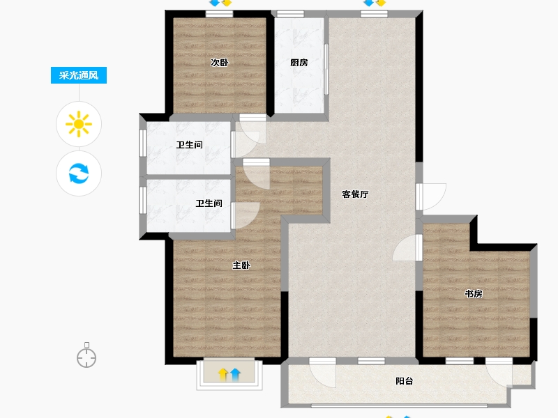 山东省-青岛市-万恒四季花城-112.01-户型库-采光通风