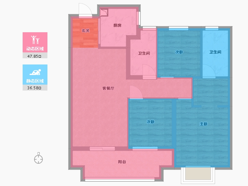 江西省-南昌市-保利美的云筑-75.07-户型库-动静分区