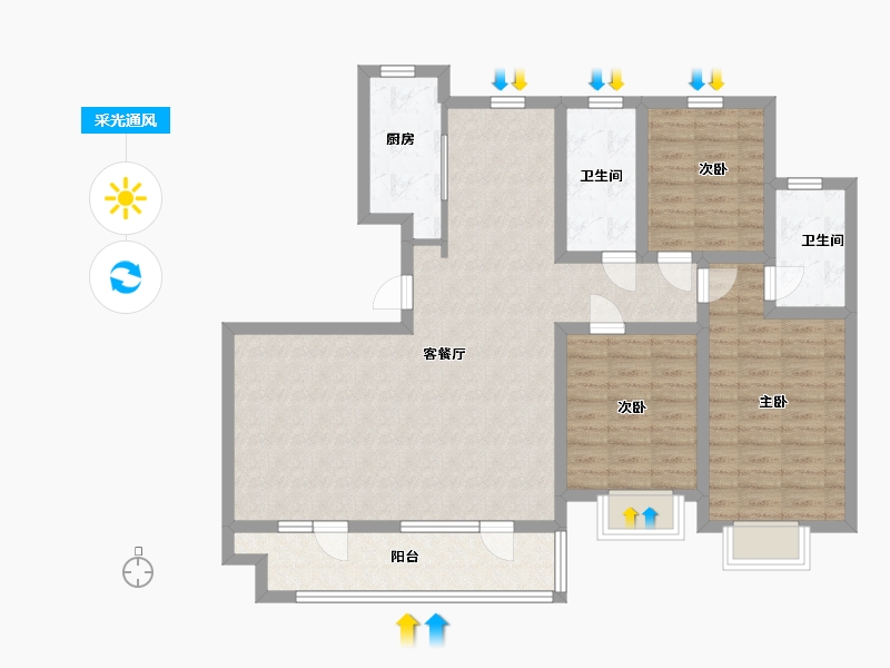 山东省-青岛市-紫悦璟园-104.00-户型库-采光通风