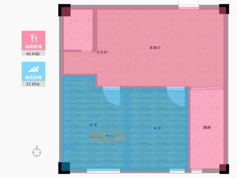 河南省-郑州市-鸿盛新城4期青春里-74.53-户型库-动静分区