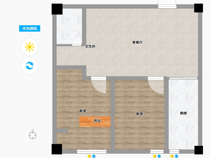 河南省-郑州市-鸿盛新城4期青春里-74.53-户型库-采光通风